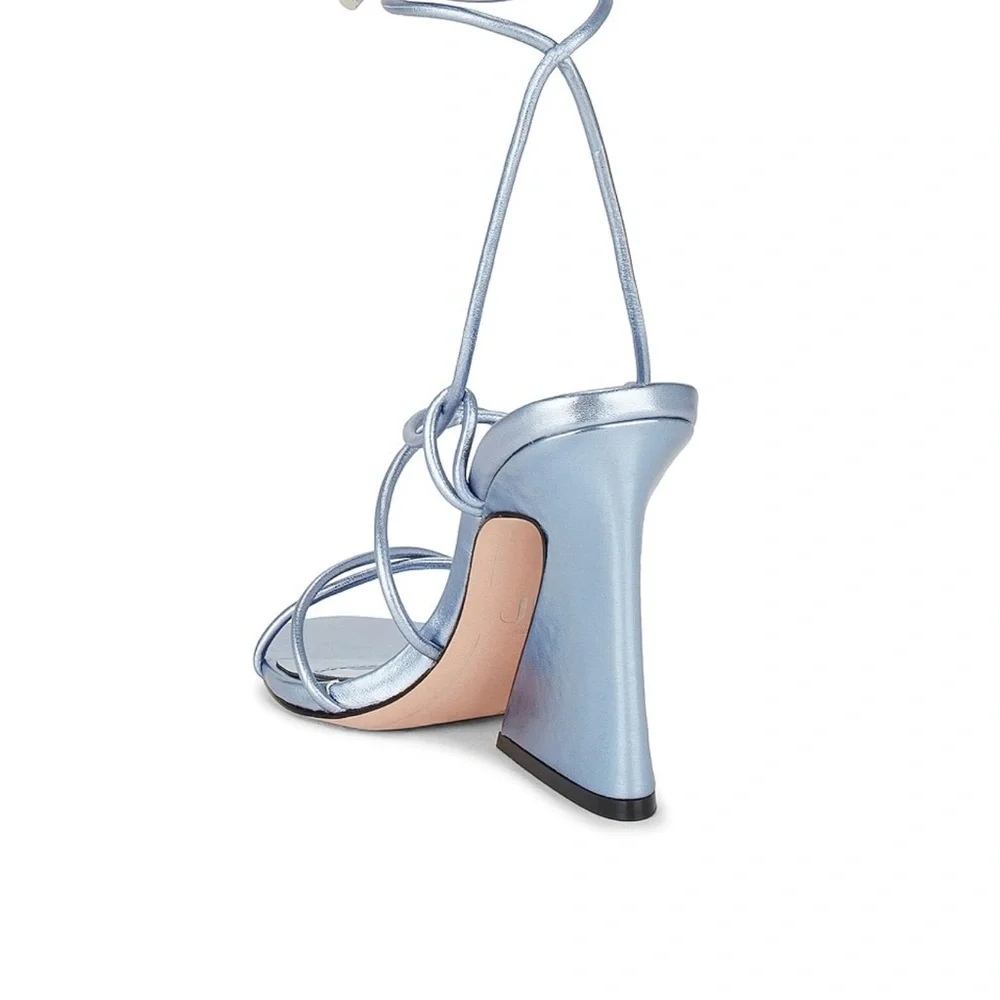 Elegant Blue Strappy Wedge Sandals - Picture 3 of 8
